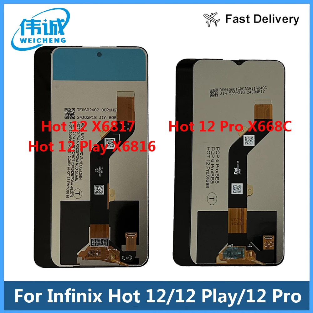 

6.82 inch For Infinix Hot 12 Hot 12 Play X6816 X6817 LCD Display Screen Digitizer Assembly Infinix Hot 12 Pro X668C LCD Display