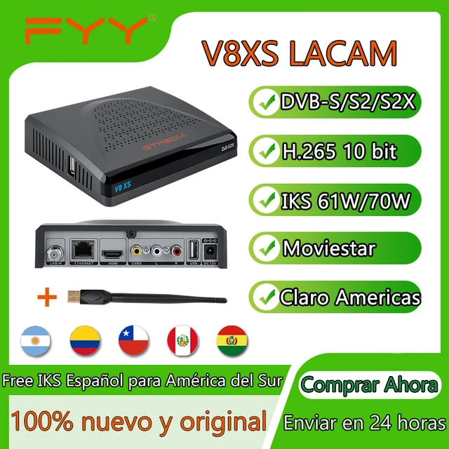 GTMEDIA V8XS Satellite TV HD Decoder For LA Chile Peru 70W 61W IKS Spanish  Stable LACAM DVB-S/S2/S2X H.256 TV Box Receptor