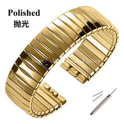 Elegant Elastic Stainless Steel Watch Band - Stretchable Bracelet Accessory (Gold Polished - 17mm)