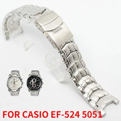 

Replace Watch Accessories Strap Professional FOR EF-524 5051 Wrist Watch Band Double Safety Buckle All Steel Bracelet 22MM