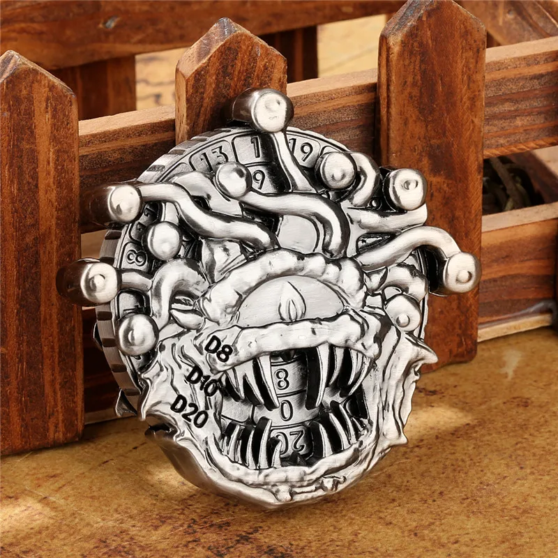 Retro Beholder Form Metall Würfel Spinner 7-in-1 Würfel Rotierendes Fingerspitzenrad für Rollenspiele Gaming Zubehör Hochzeitsgeschenkset – Detail 8