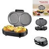 Double Mini Omelet Maker Round Non-Stick Grids Makes 2 Personalized Individual Breakfast Chaffles & Hamburger 1
