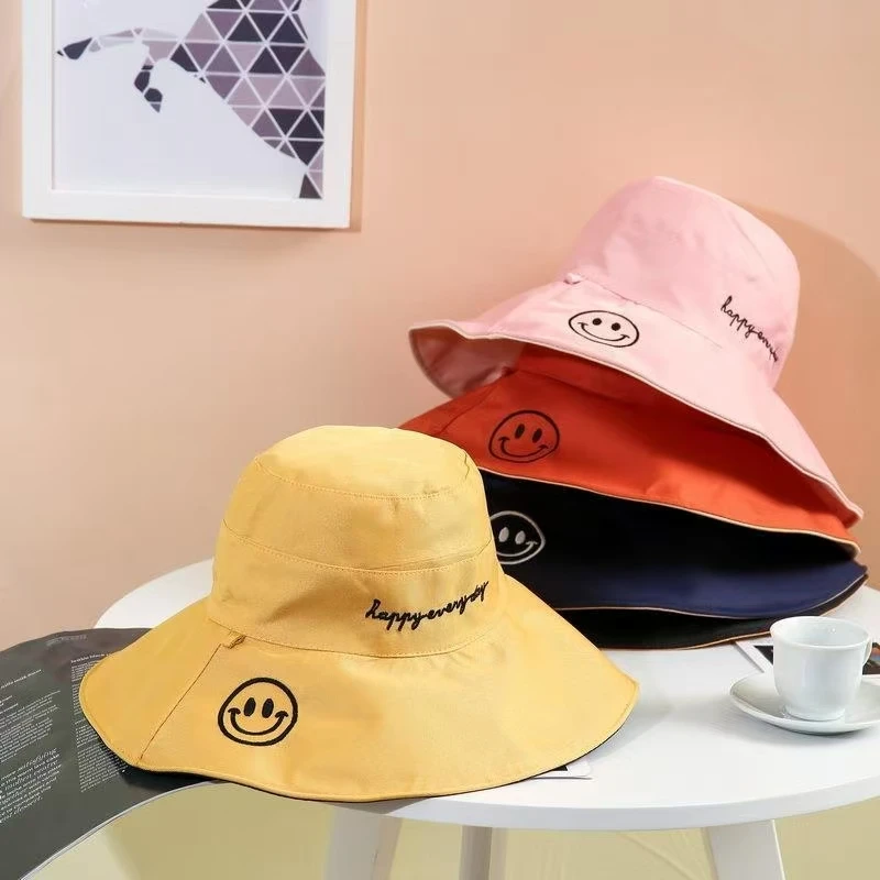 Women's Wide-Brimmed Sun Hat - 100% Cotton Fisherman Hat, Korean and Japanese Style Summer Travel Beach Outdoor Activity Sun Hat