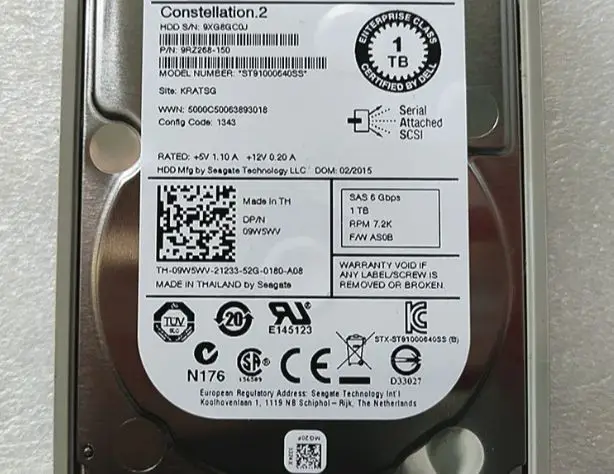 For 09W5WV ST91000640SS 1T SAS 7 2K 2 5 inch 6Gb server hard disk