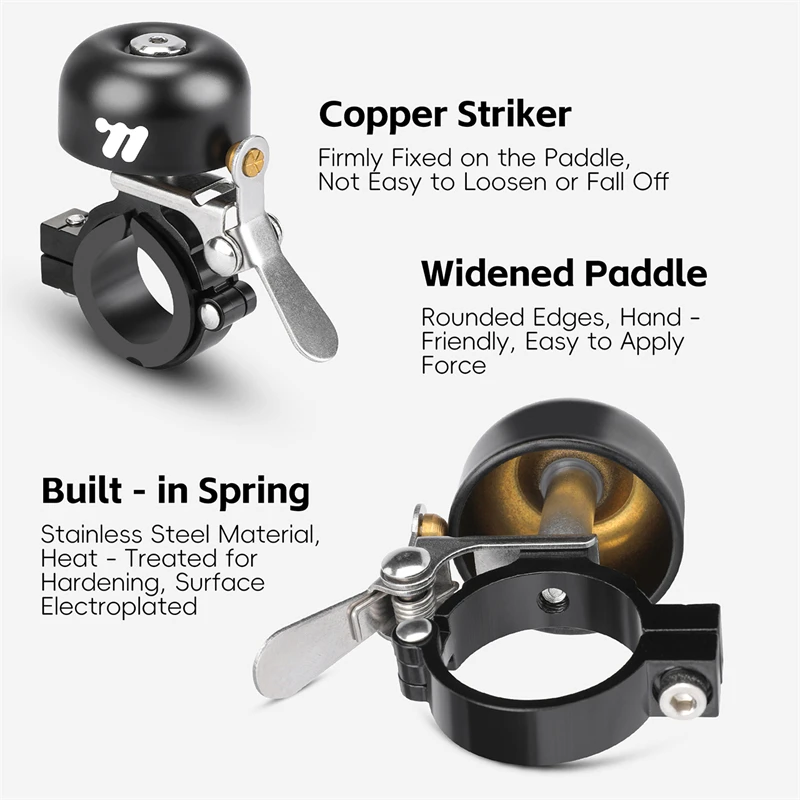 WEST BIKING Retro Bike Bell Mini Bicycle Copper Bell Lightweight Bike Handlebar Horn Crisp Sound Bell MTB Road Bike Accessories