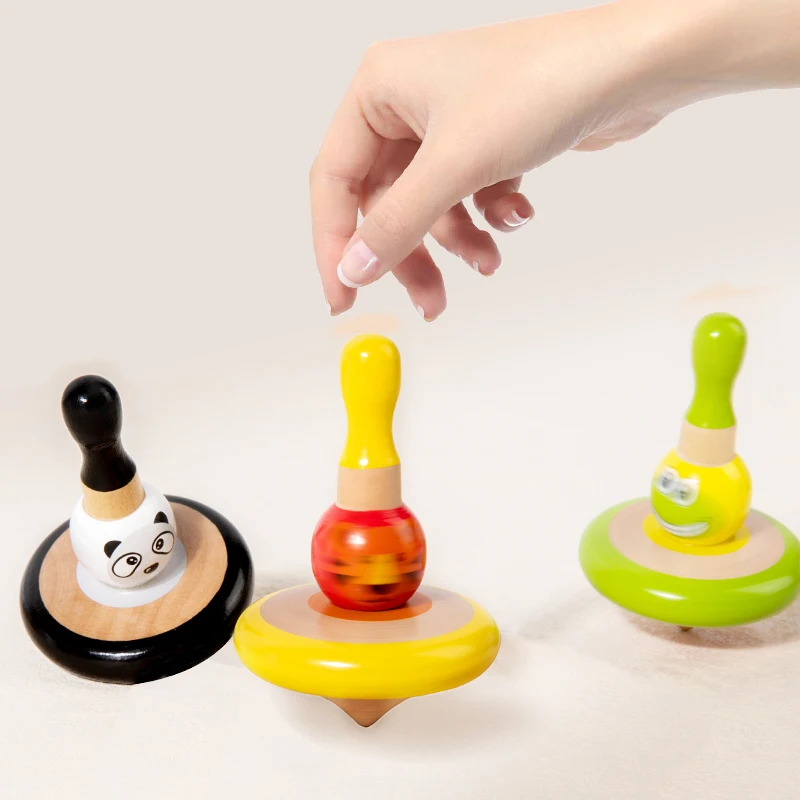 Wooden Spinning Top Toy Sets Colorful Rotating Gyro Toy for Children Early Education Birthday Party Gifts Desktop Spinning Top - 2