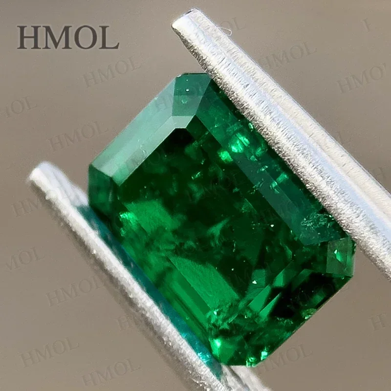 Lab Grown Zambian Emeralds Green Color Emerald Cut With Cracks Inclusions Inside Selectable AGL Certificate Charm Jewelry Making