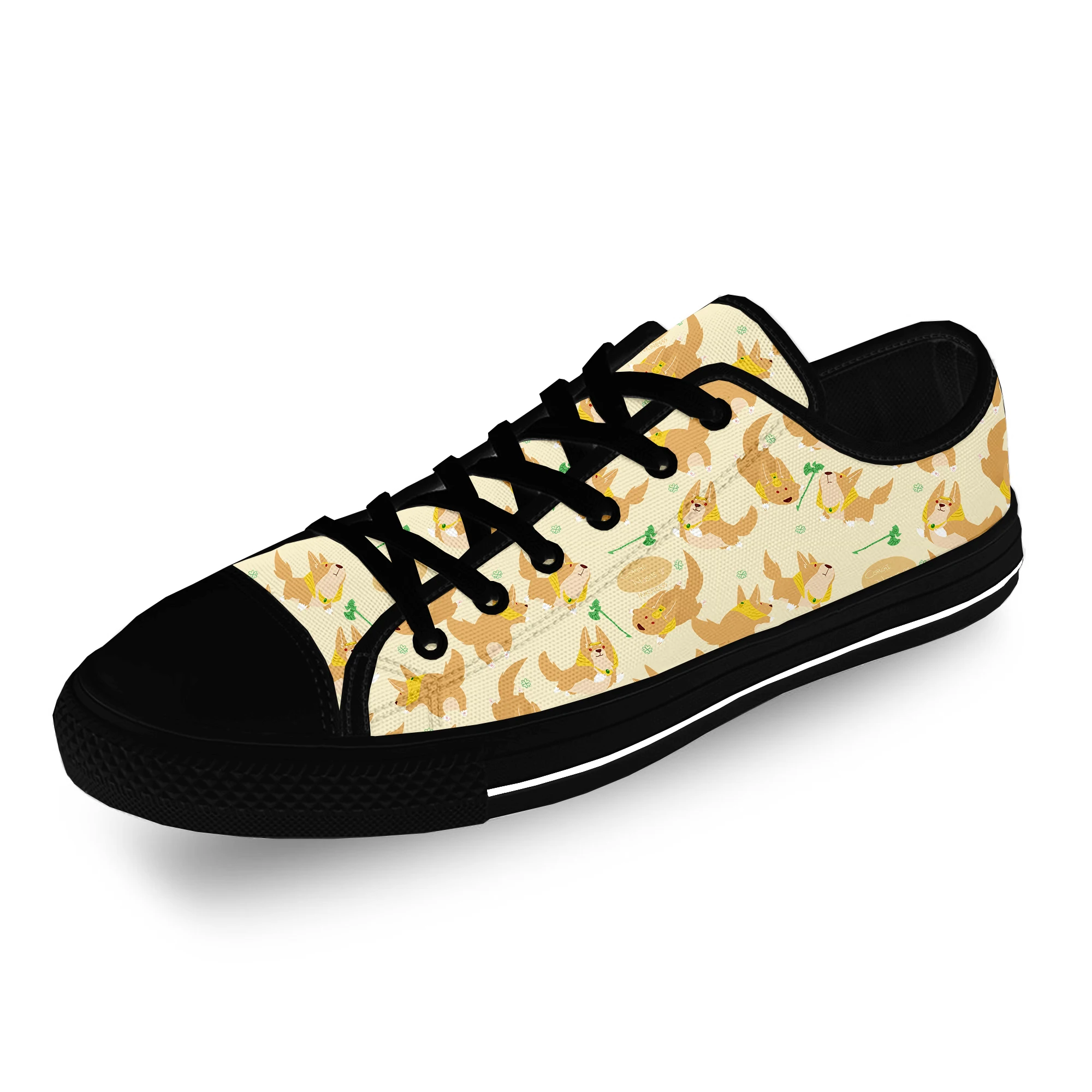 

Холщовые кроссовки для мужчин и женщин, повседневная ткань с рисунком аниме мультфильма, животных, собак, корги, легкие дышащие, с низким берцем