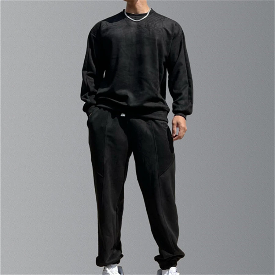 Mens Set Tracksuit Sportwaer Jogger Suit Spring Autumn Fashion Long Sleeves T-shirt+Long Pants 2 Pieces Sets Men Street Clothes