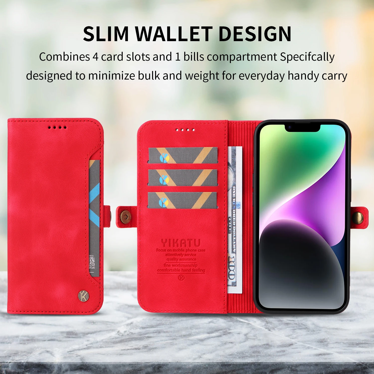 Leather Magnetic Flip Wallet Case