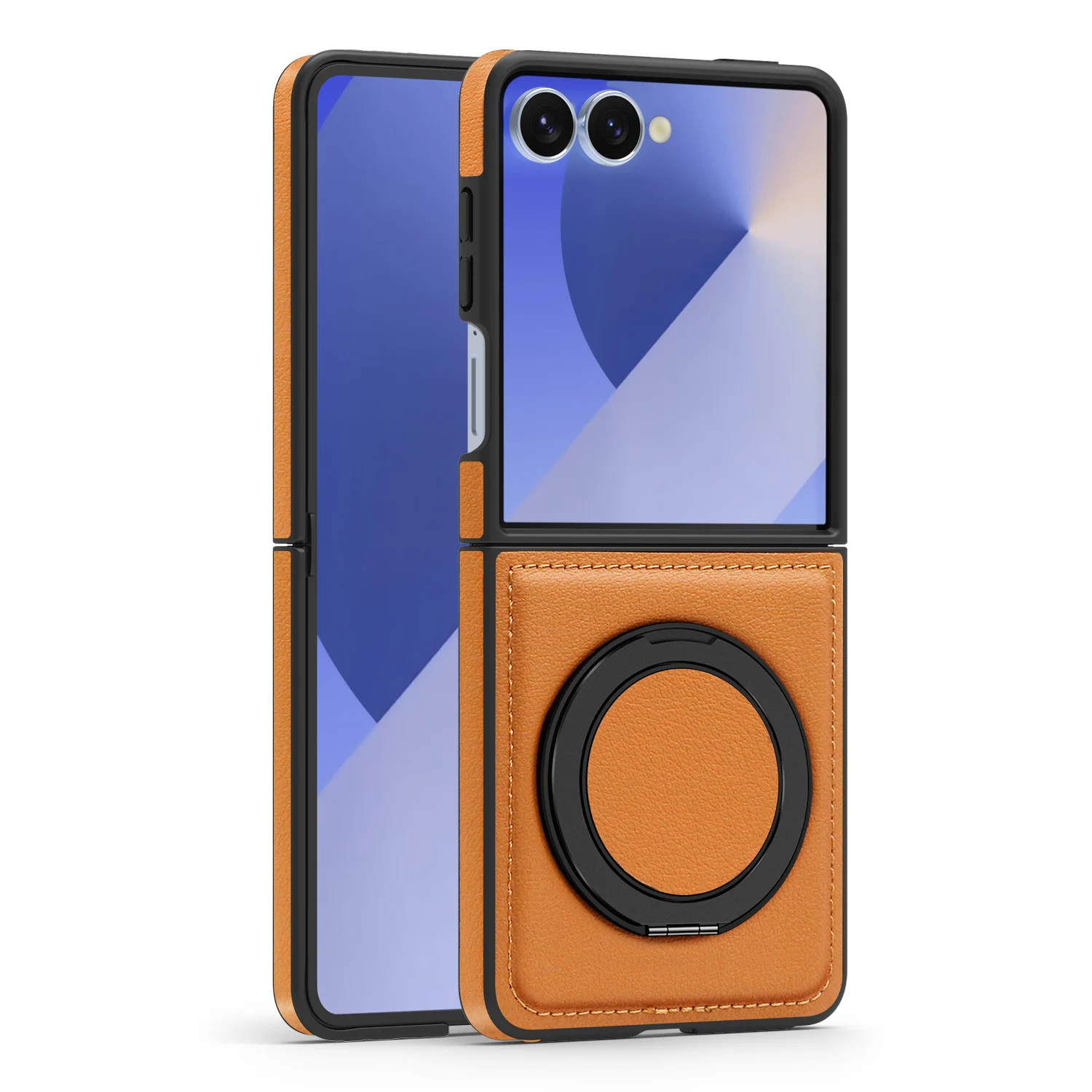 Premium PU Leather Magnetic Case with 360° Rotation Ring Stand Cover