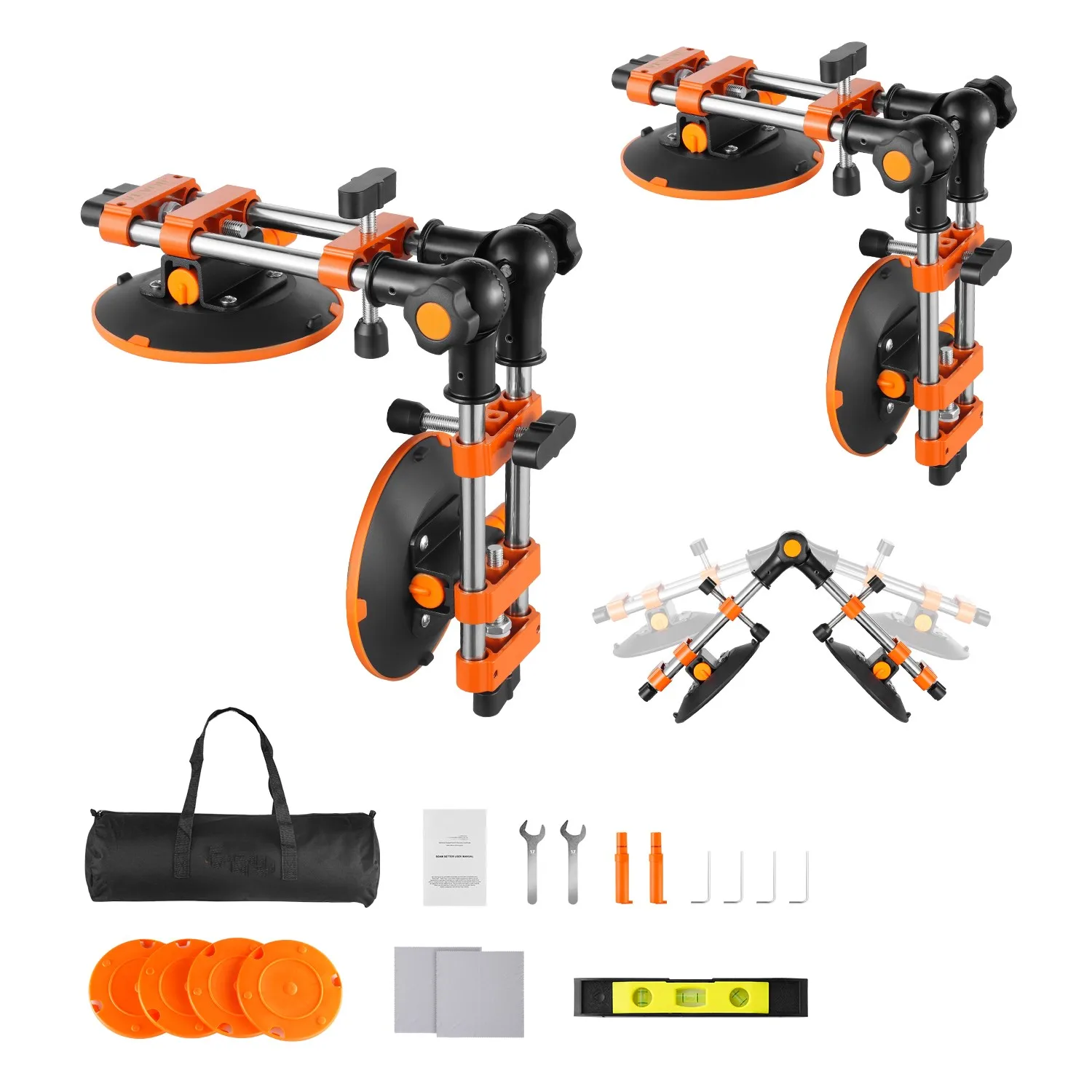 SucceBuy 2 Packs Seamless Granite Seam Setter 90°-120° Adjustable with 6 in Suction Cups Seam Joiner for Tile Joining & Leveling