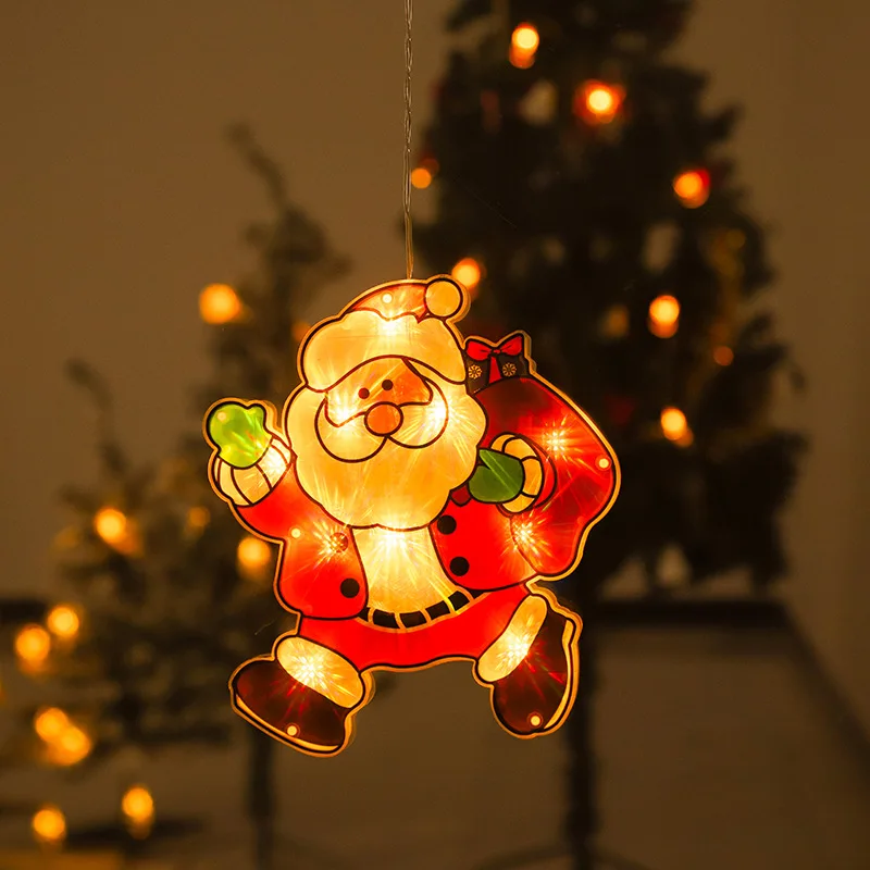 1pc Christmas Hanging LED Sucker Lamp Light Santa Claus Snowman Holiday Window Display New Year Decoration Xmas Party Supply_voghion.com