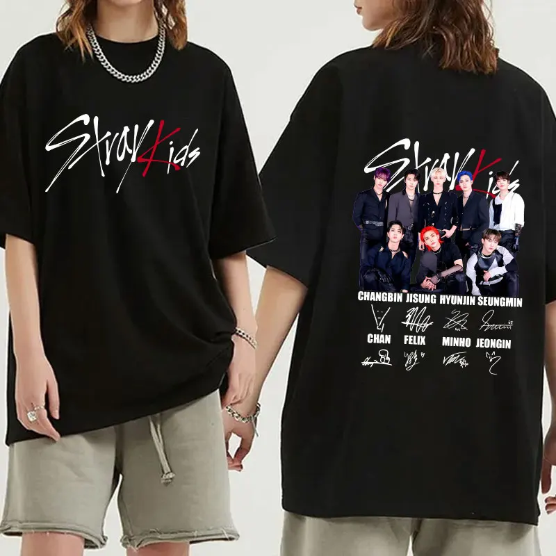 

Fashion Stray Kids Print T-shirt Girl T Shirt Soft Print Top Unisex Tee Fans Clothing Casual O-neck Short Sleeve