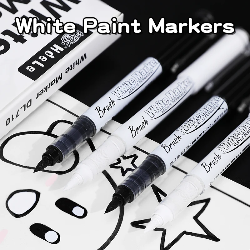 3/6/10Pcs Straight liquid White Marker Paint Pens Brush Acrylic White Permanent Marker for Drawing Rock Painting Stone Ceramic 3