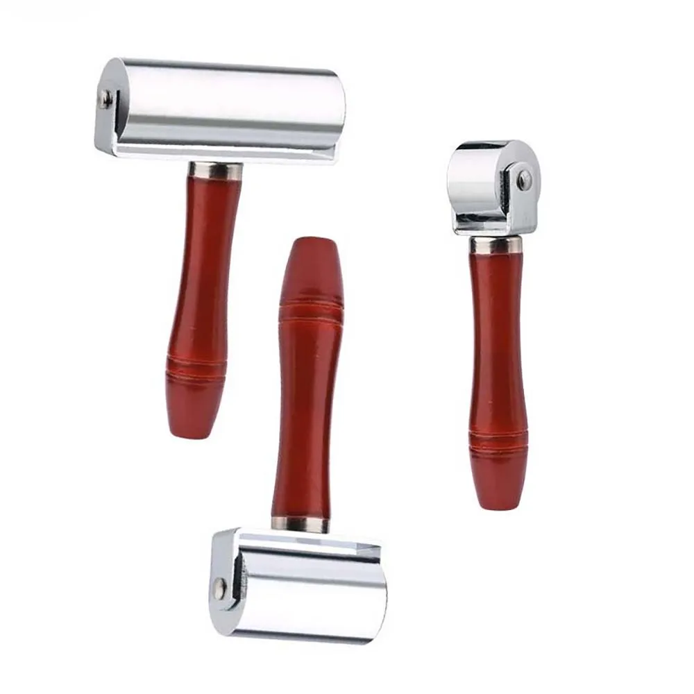1Pcs Pusher Roller Original Wooden Handle Roller Leather Crimping Tool Leather Crimping Tool Iron Accessories DIY