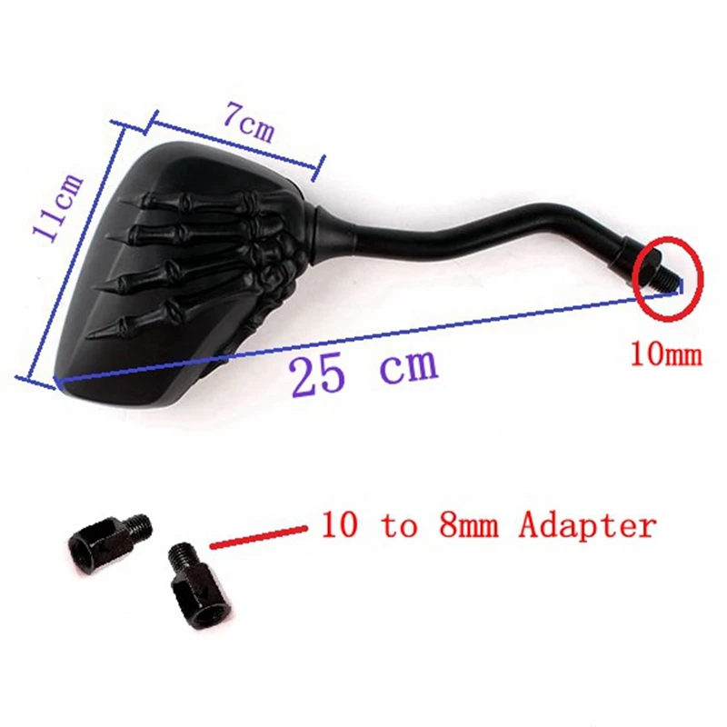 Universal Motorcycle Scooter Back Side Mirror Modification Skull Craw Shadow Rear View Mirrors Pair 8mm 10mm
