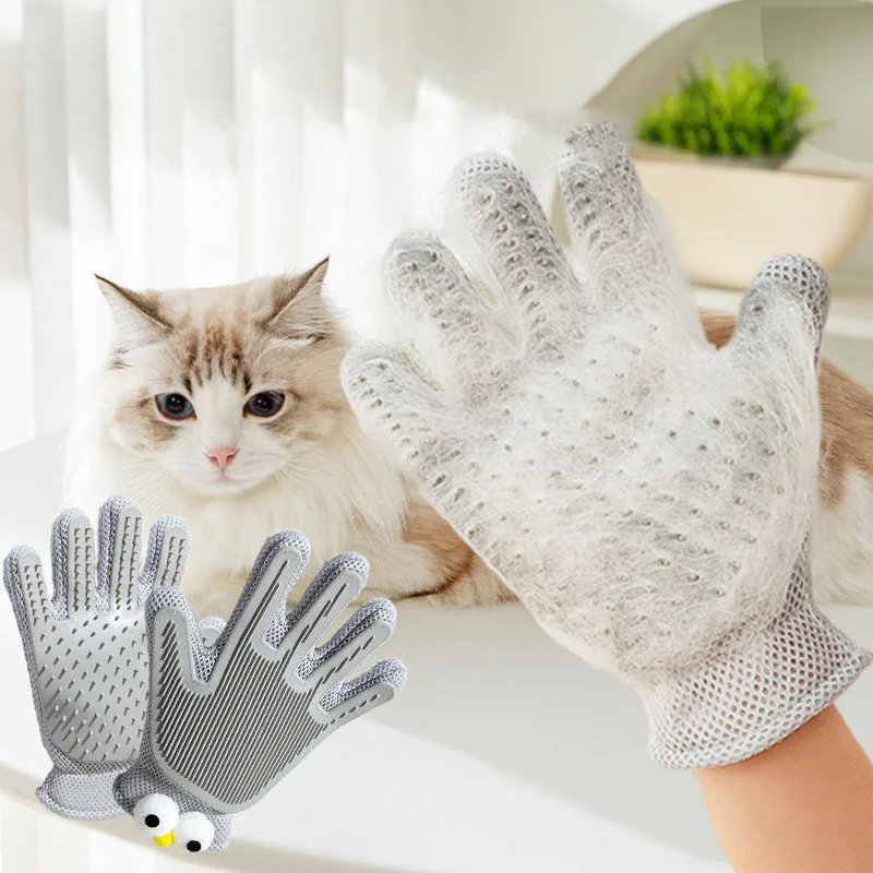 Cat Massager 1pc Dogs Grooming Glove Silicone Fabric Cats Brush Comb Shedding Hair Gloves Dogs Bath Cleaning Supplies Pet Combs