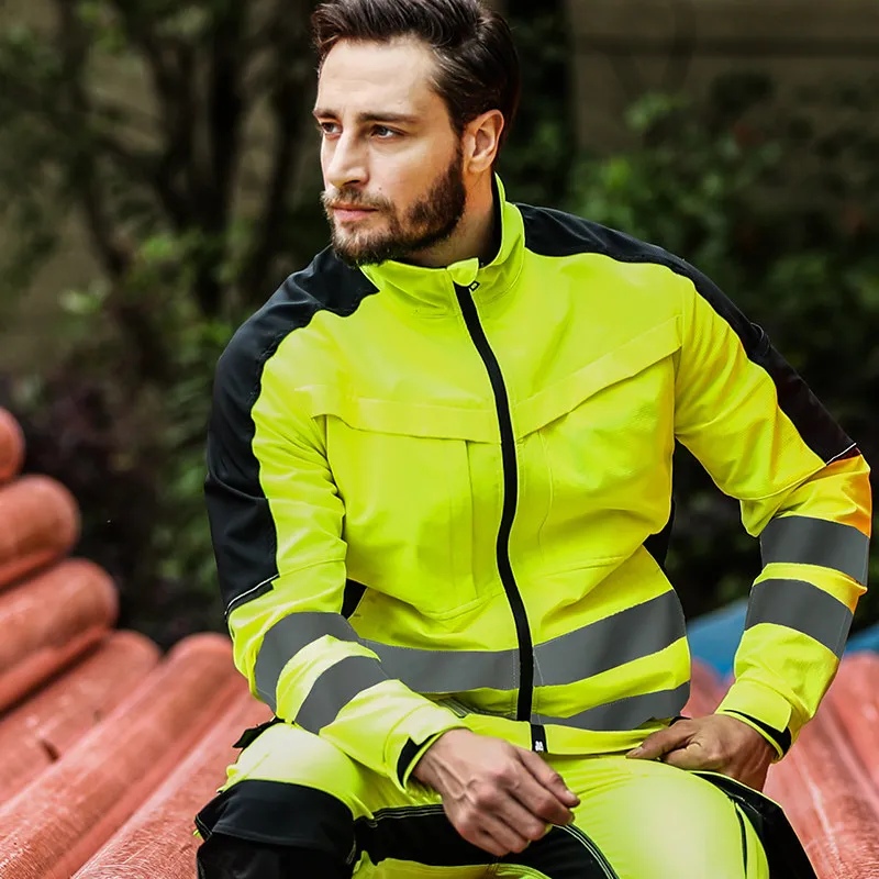 Sudadera De Trabajo Seguridad De Hombre Chaqueta Con Capucha A Rayas  Reflectante