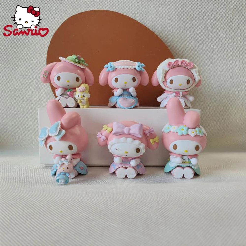 6pcs Anime My Melody Kawaii Desktop Collectible Model Action Figures  Christmas Gifts Cake Home Decoration Pvc Diy Doll Kids Toys