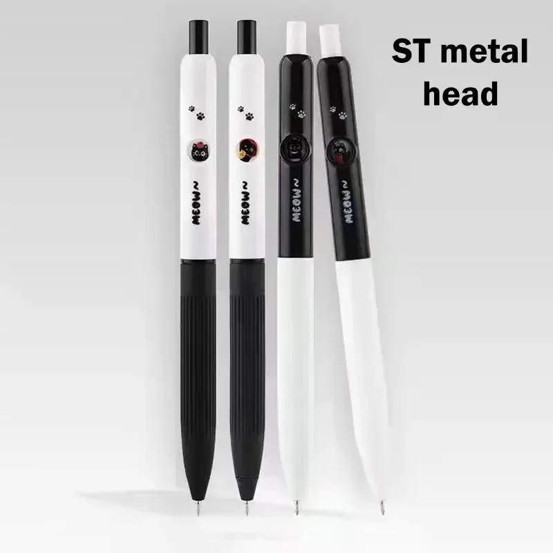 4Pcs 0.5mm 빠른 건조 검정 잉크-부드러운 쓰기 개폐식 펜 카와이 고양이 발 펜 학교 저널링 생일 선물
