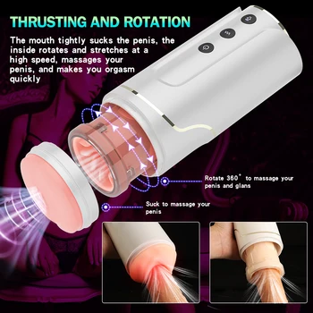 Masturbators for Men Automatic Sucking Telescopic Rotating Male Masturbator Cup Real Vagina Pocket Pussy Blowjob Machine Sex Toy 2