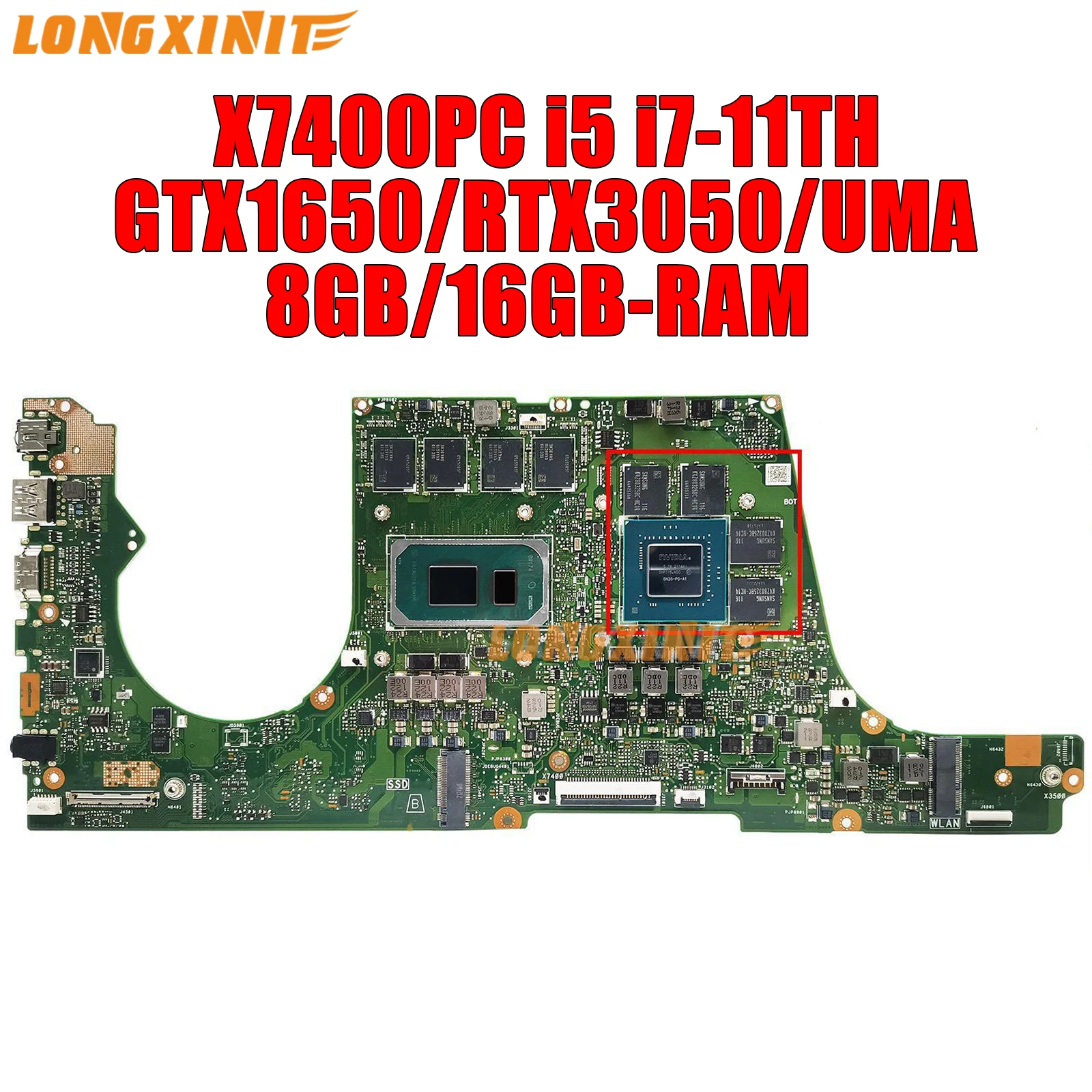Системная плата X7400PC PA для ASUS Vivobook Pro X3500PC X3500PH K3500PC i5-11300H/GTX1650.UMA RAM:8 ГБ/16 ГБ.