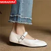 MORAZORA Ins Hot Genuine Leather Shoes Women Flats Buckle Strap Mary Janes Flat Shoes Spring Summer Ladies Dress Daily Shoes 1