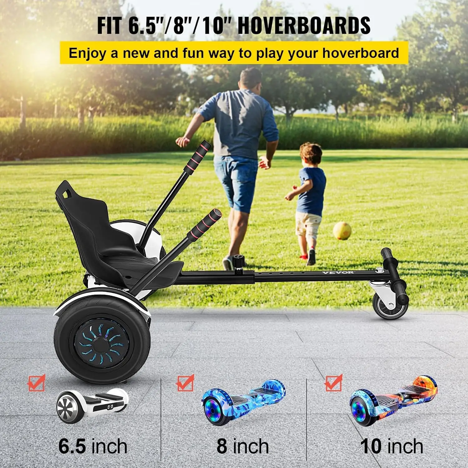 Hoverboard Seat Attachment for 6.5" 8" 10" Self Balancing Scooter Transform Your Board Into Go-Kart