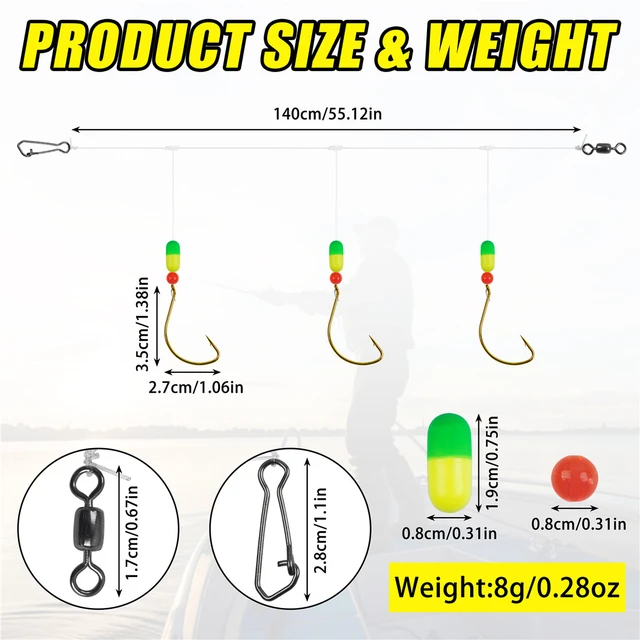 10/20/30Packs Surf Fishing rigs Pompano Rig with Foam Float Gold 3