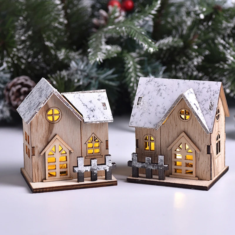 Description Picture 3 of itemChristmas House Cottages DIY Toys Ornament Landscape Decor Dollhouse LED Luminous Wooden Deskop Decoration Happy New Year Gifts