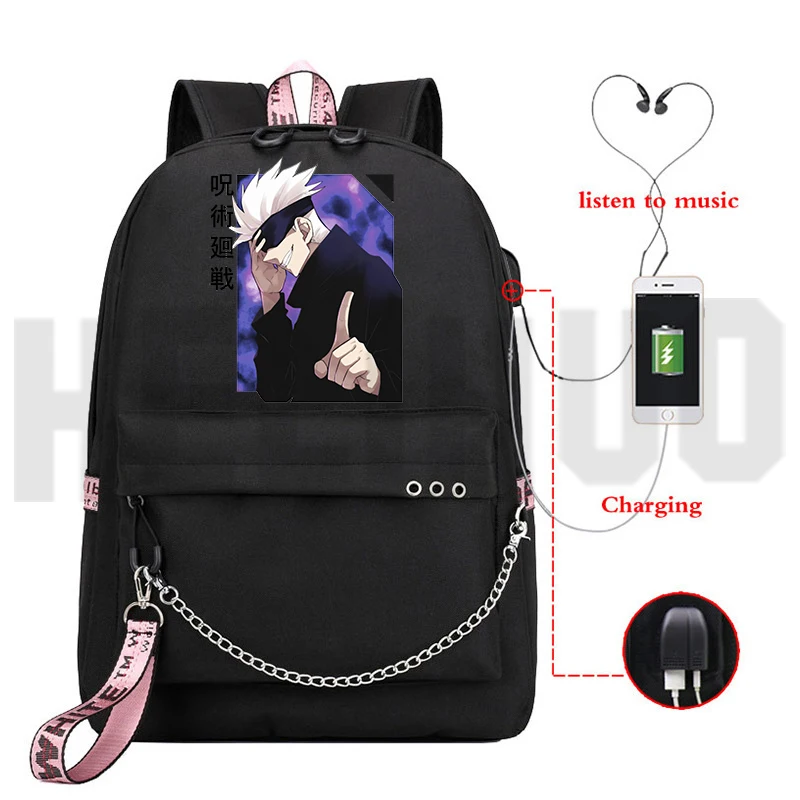 

2022 Jujutsu Kaisen Yuji Itadori High Quality Backpack Women USB Charging School Bag for Teenage Girls Hip Hop Kawaii Travelbags