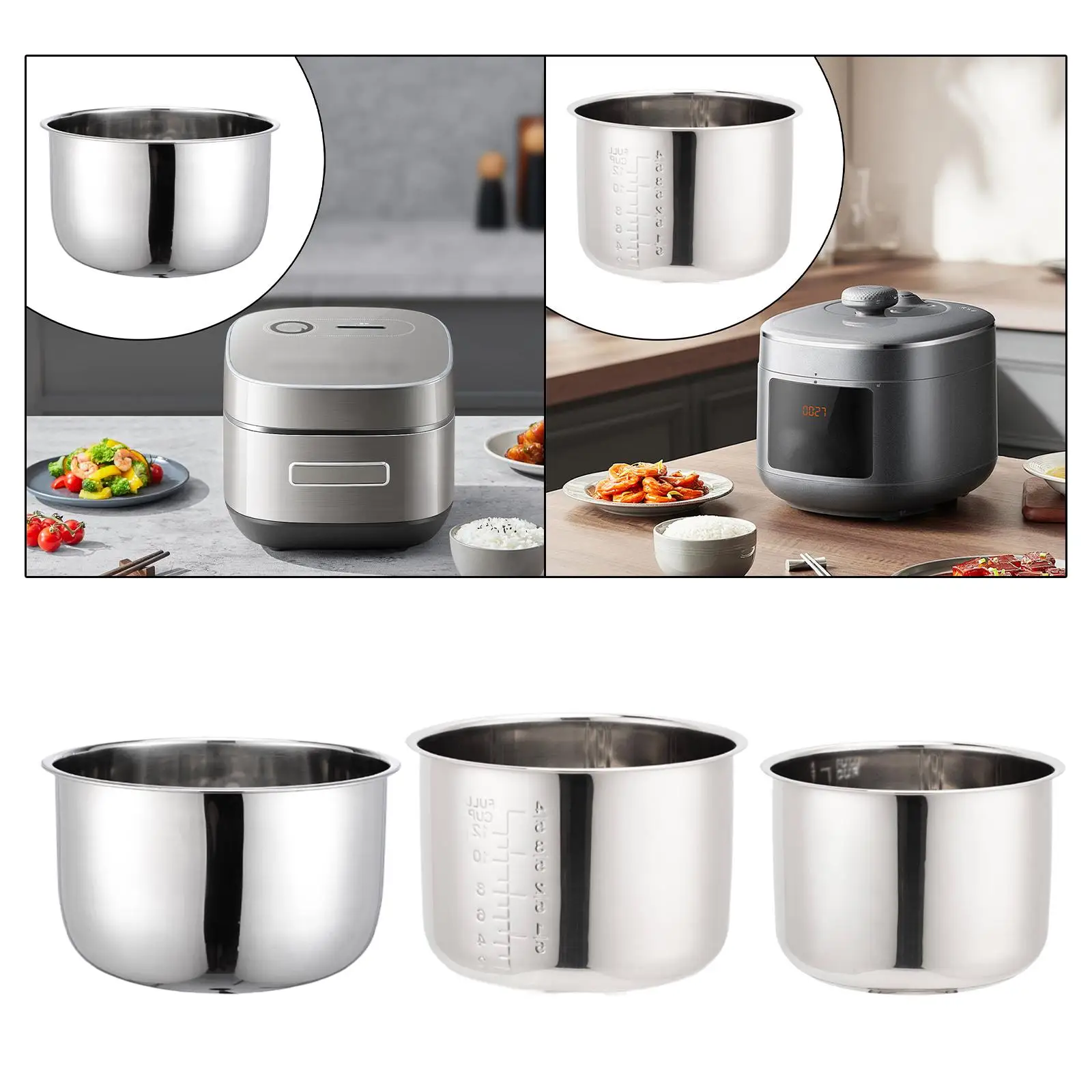 Rice Cooker Inner Pot Stainless Steel Cookware Multiuse Round Practical Kithcen Tool Stainless Steel Inner Pot for Restaurant