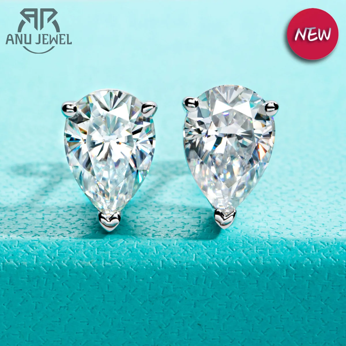 Anujewel 10K Gold Post 5/2/1.2Ct Pear Cut Moissanite Orecchini A Bottone Anti-Allergia Eorecchini Per Gioielli Da Donna All'Ingrosso