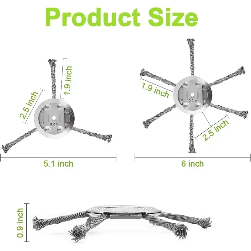 Wire Brush Cutter Trimming Head 6 Inch 3/6 Blade Lawn Mower Trimming Replacement Head for Cordless Trimmer Rotary Weeder Head 2