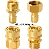 4-Pc High-Pressure Quick Disconnect Adapters, M22-15mm to 3/8", Solid Brass for Electric Pressure Washers 1