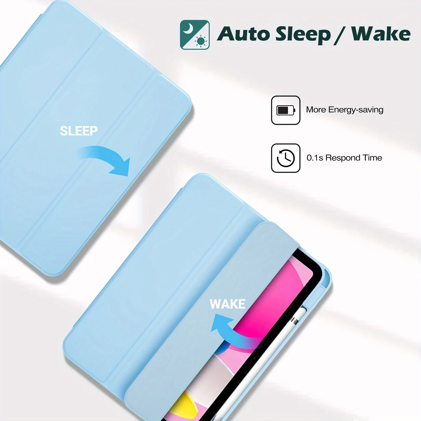 Versatile Tablet Protective Clear PC Cover with Wake Feature