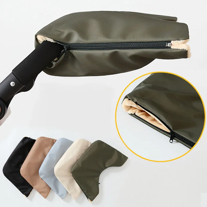 Universal Baby Stroller Warm Gloves Winter Thick Wind Waterproof Gloves with Zipper Baby Chair Glove Baby Stroller Accessories