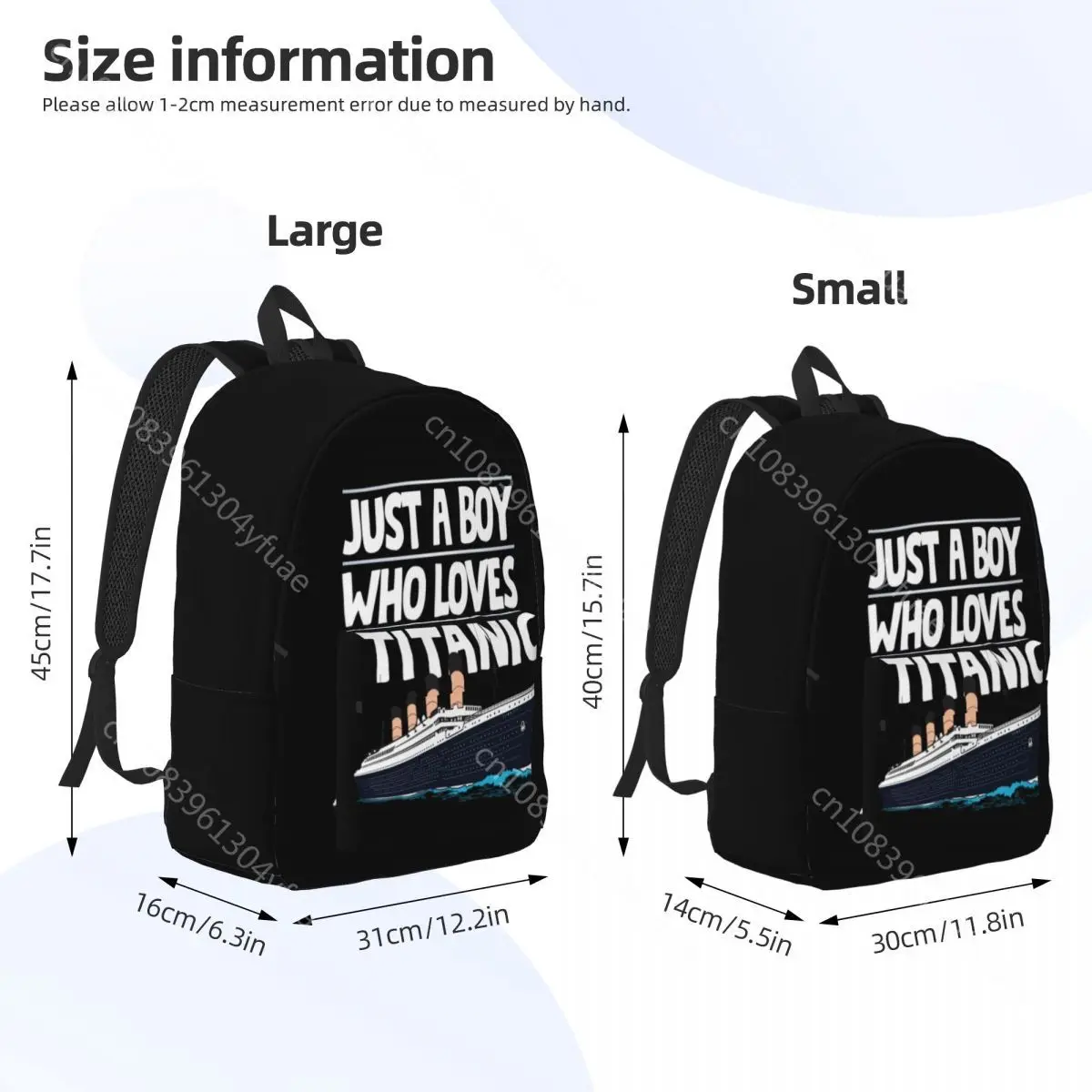 Just A Boy Who Loves Backpack Boy Titanics Durable Backpacks Polyester Style School Bags Camping Custom Rucksack Xmas