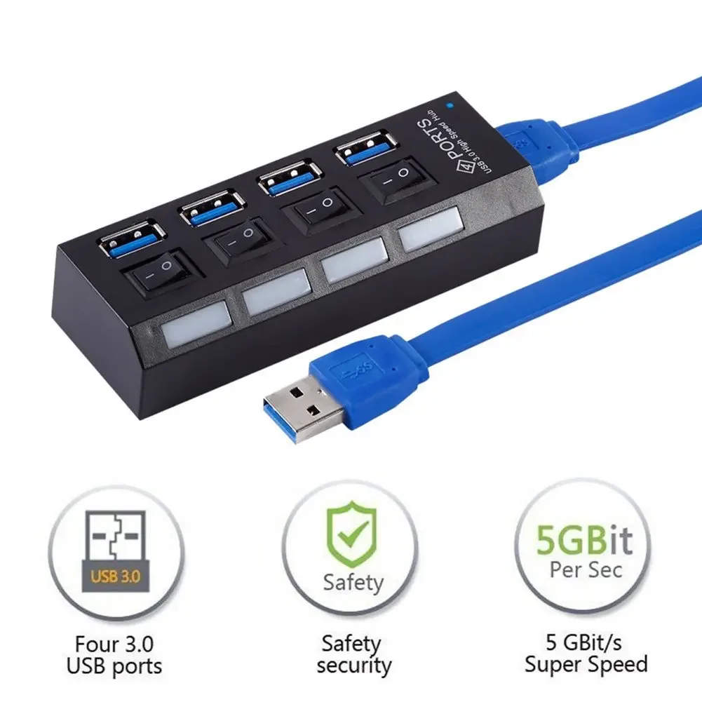 Nworld Multi Ports USB HUB 3.0 4/7 Ports Switches Power Adapter  Computer Accessories USB Splitter 5Gbps PC Accessories 5