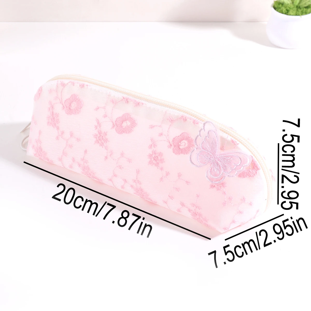 아름다운 자수 나비 꽃무늬 필통 1개, 개학 필수 선물 및 학교 보관 용품