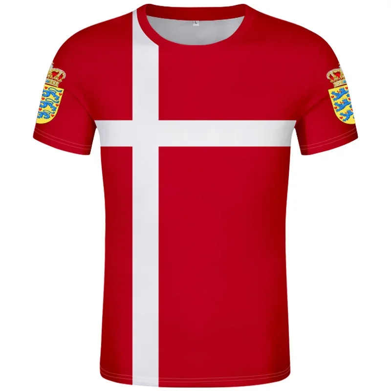 Danimarca T Shirt Logo Free Custom Made Name Number Dnk T-Shirt Nation Flag Danish Kingdom Country Danmark Dk Print Photo Clothing