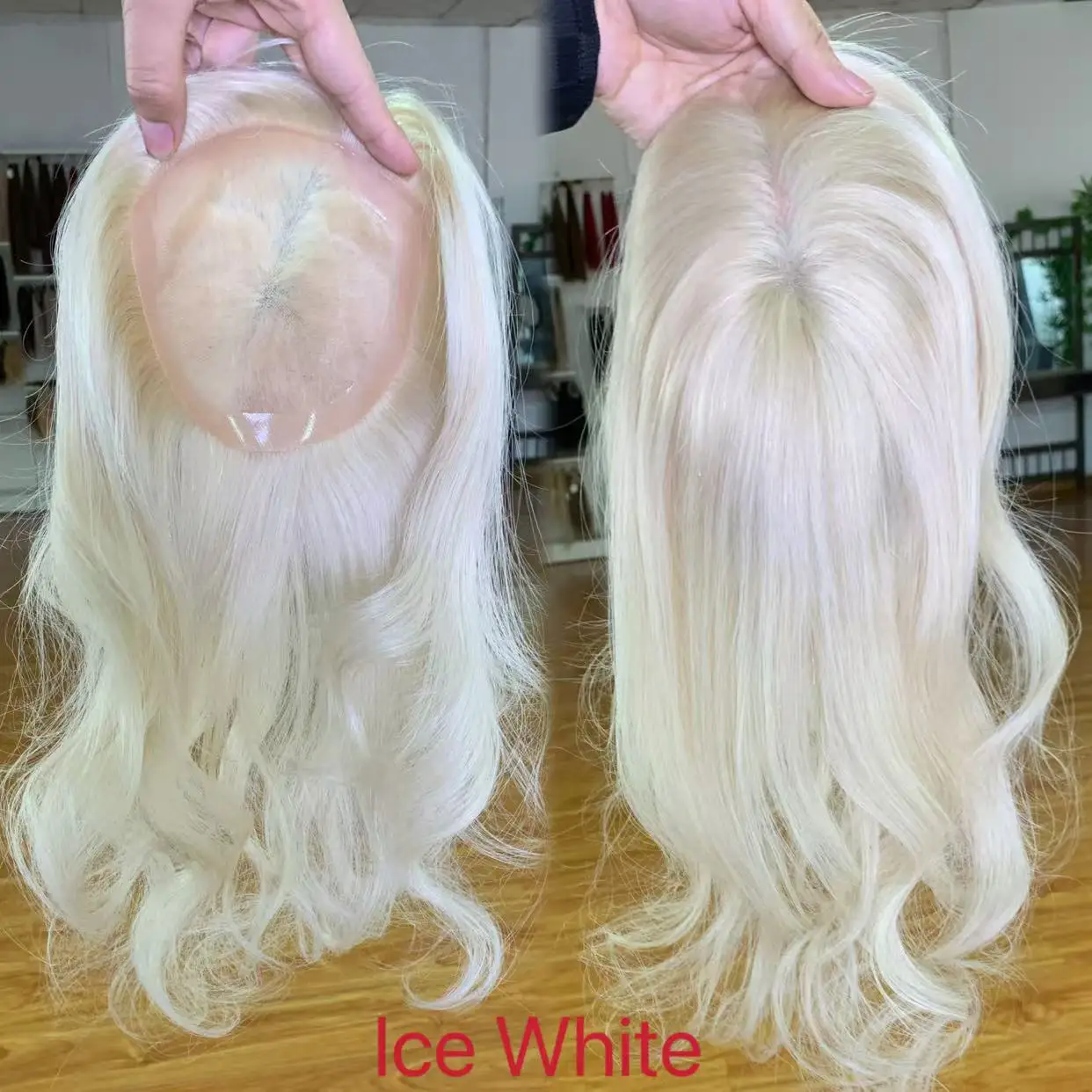 Topper per capelli MONO in pizzo 6x6 pollici, in capelli europei vergini, per donna, invisibili, con parte libera, extension per capelli - immagine 3