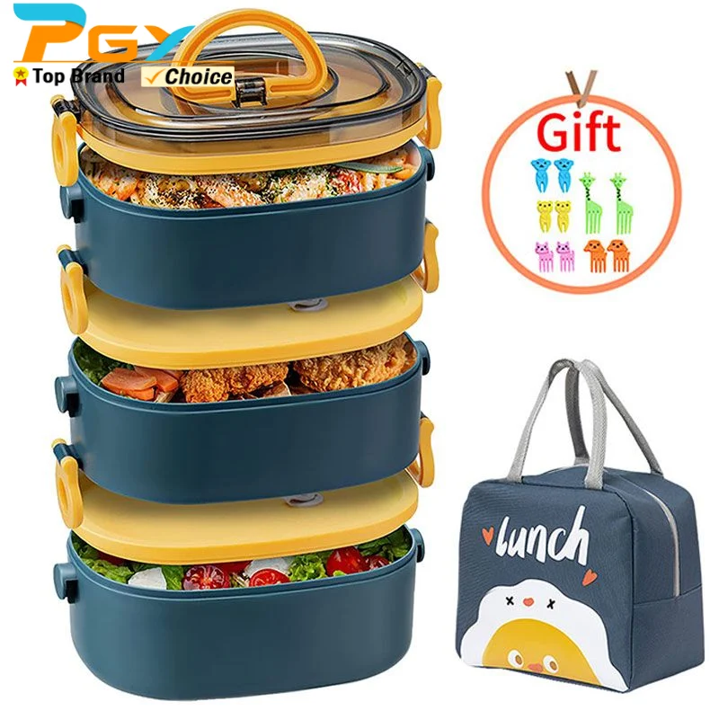 

Большая емкость Bento для взрослых Ланч-бокс герметичный 3-слойный контейнер для приготовления еды микроволновые безопасные пищевые контейнеры с ложкой и вилкой