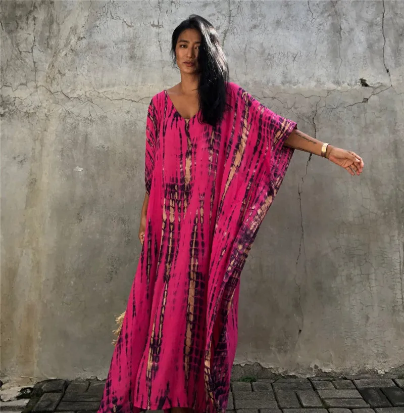 Fashion Casual Striped Print Long Dresses Women Bohemian V-neck Bat Sleeve Loose Slit Beach Dress Summer New Beachwear Vestidos 133 Fashion Casual Striped Print Long Dresses Women Bohemian V-neck Bat Sleeve Loose Slit Beach Dress Summer New Beachwear Vestidos