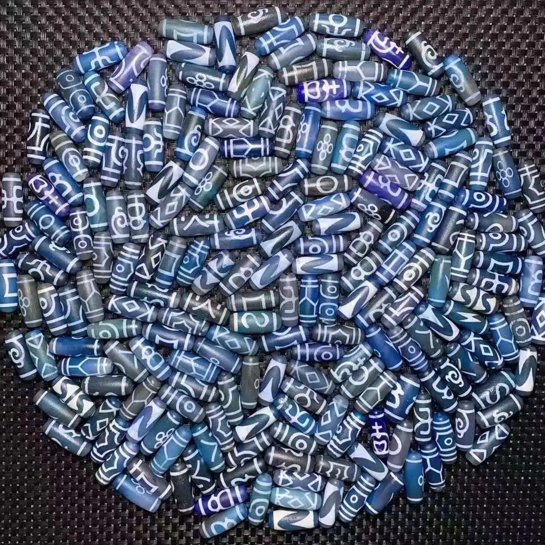 

500 Pcs/lot Blue Chalcedony Dzi High Oil Slurry Clear Horseshoe Lines Delicate Beads Oily B Quality Old-fashioned