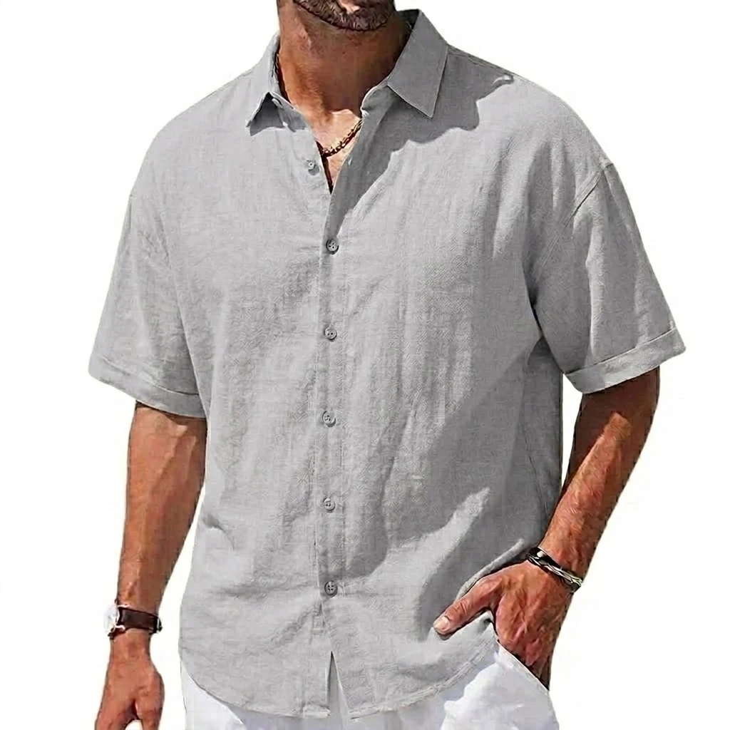 Casual Cotton Linen Shirts Ultimate Breathable Korean Short-Sleeve Lapel Hawaiian Tee 6