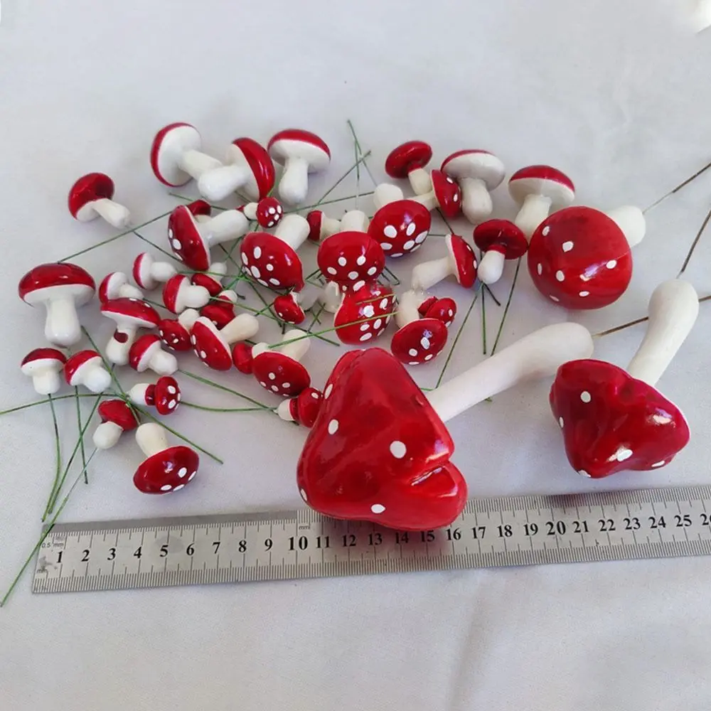 Red Simulated Mushroom Cake Topper Accessories Dessert Decor Foam Cake Insert Set DIY Baking Mushroom Cupcake Flag birthday party supplies,cake topper,cake decorations,cake toppers
