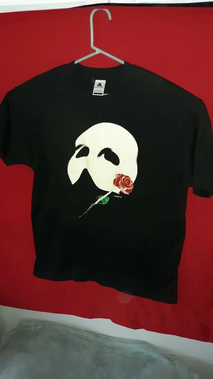 Vintage 1986 Phantom Of The Opera Mask Rose Tee T Shirt Black Xl Big Face Vtg