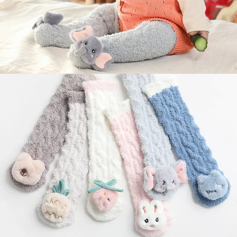 

Зимние детские носки для мальчиков и девочек, теплые коралловые Детские утепленные чулки для новорожденных, детские носки с мультяшным рисунком, Товары для малышей 0-3 лет
